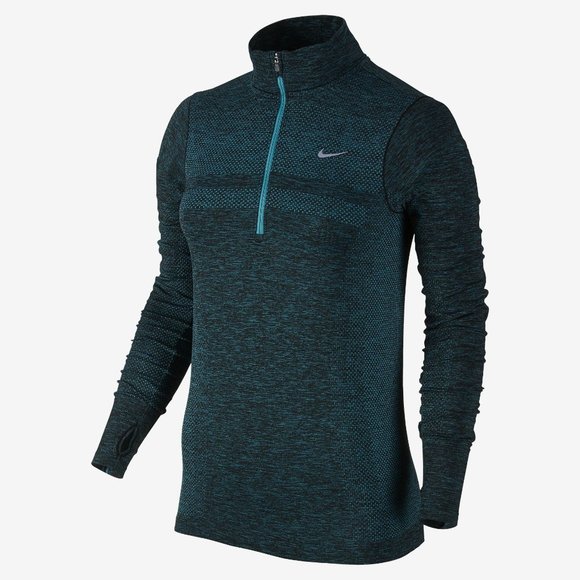 Nike Dri Fit Knit Half Zip running pullover in "Forest Green Heather" S - Picture 1 of 9